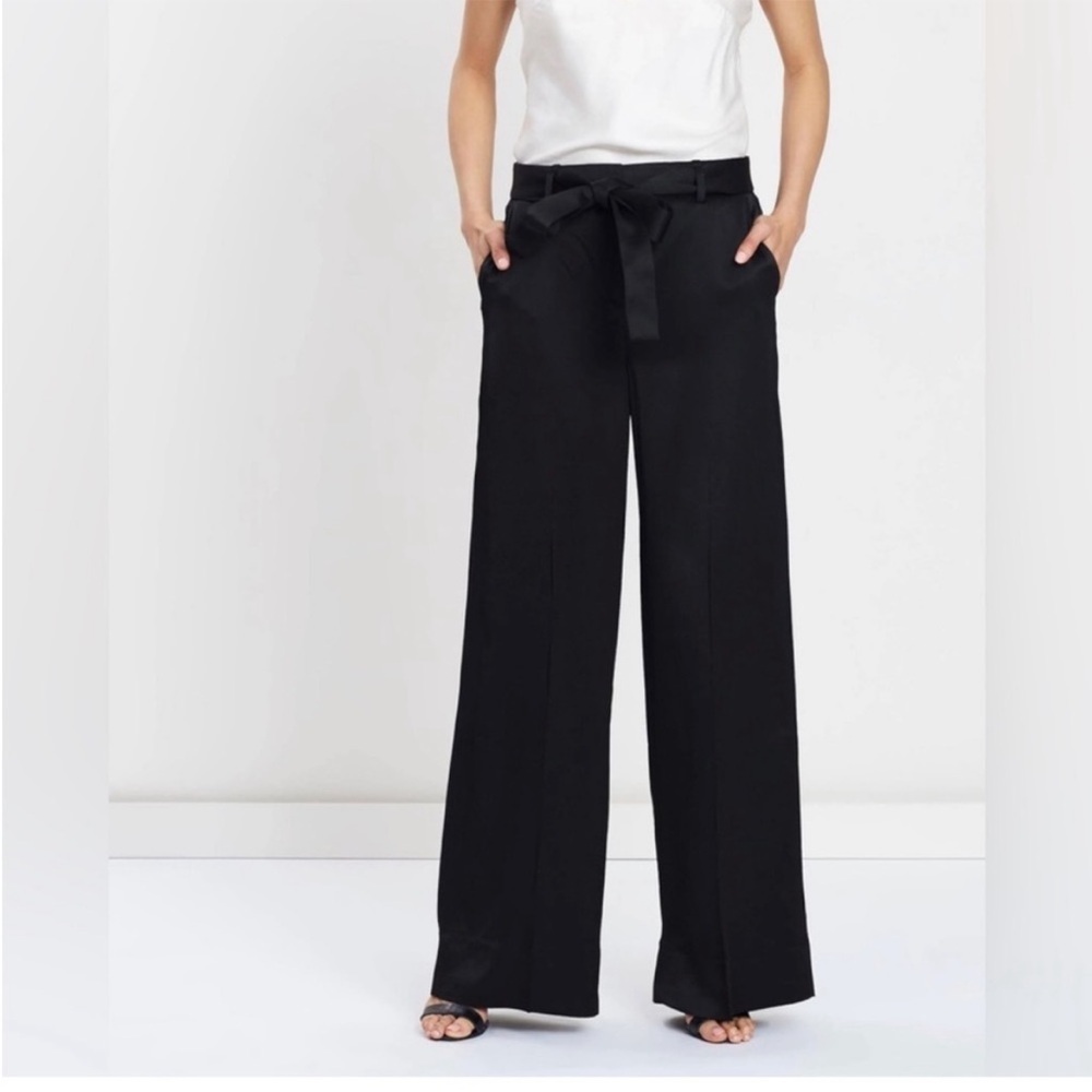 J Crew Collection Astrid wide leg pant luster crepe black slinky high rise Sz 6